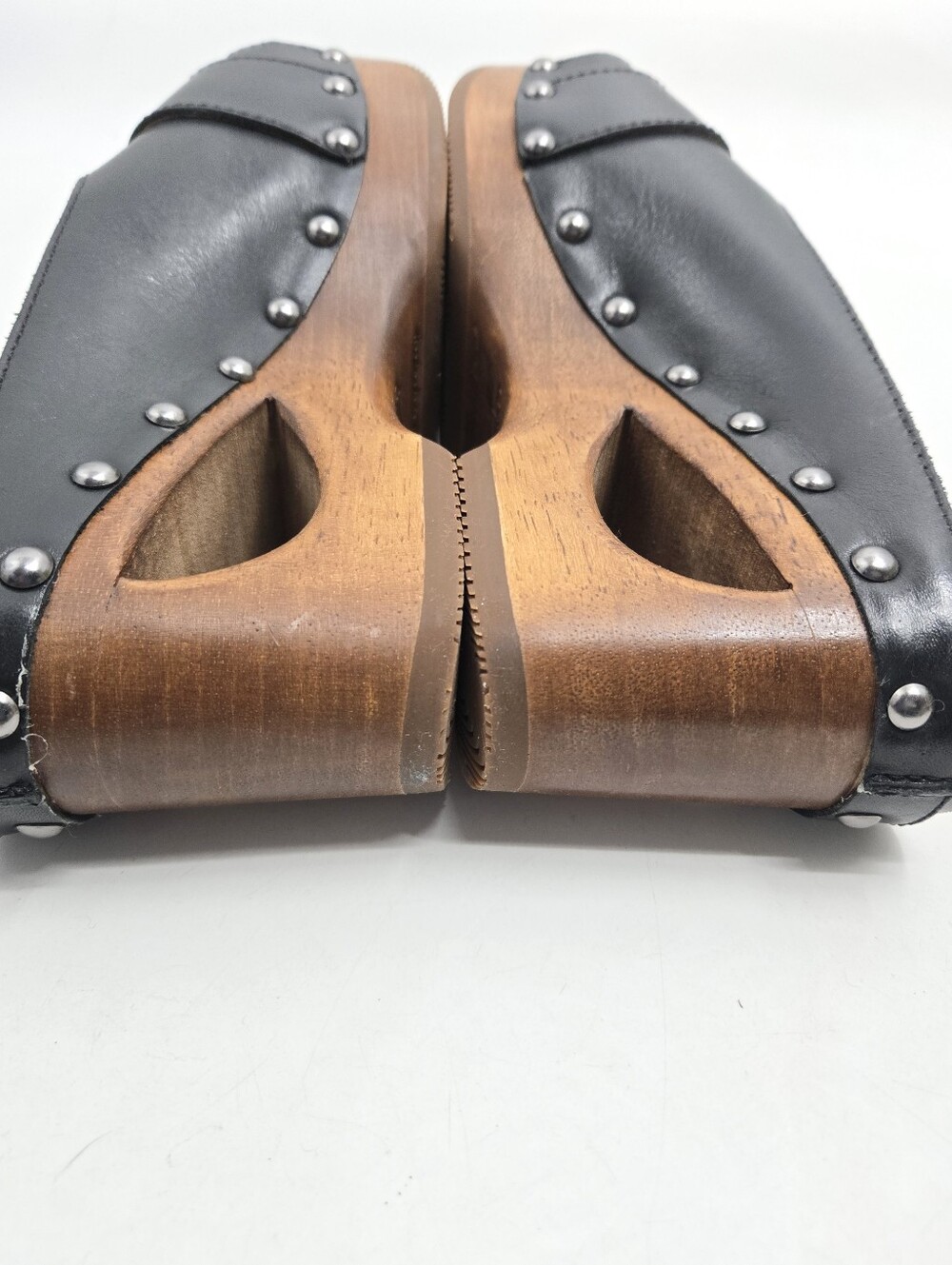 Dansko Adeline Black Leather Studded Wooden Clog Mules - Picture 11 of 14